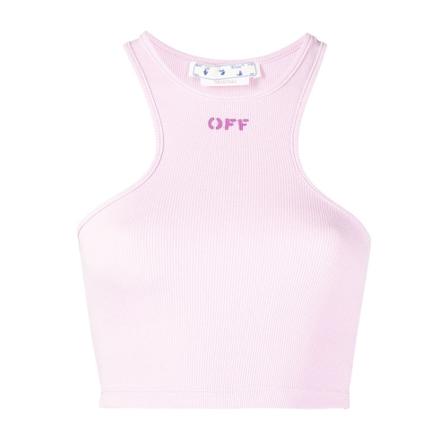 Off White Sleeveless Tops Pink, Dame