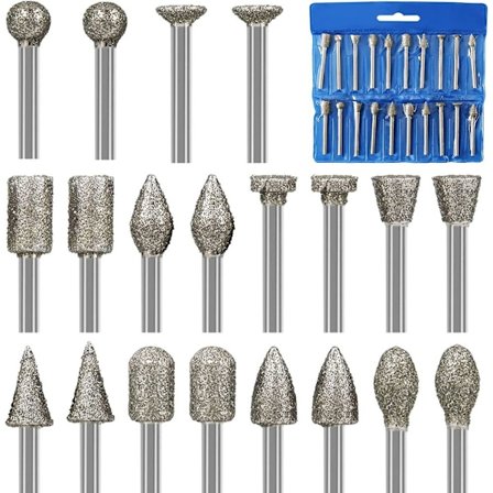 20st Sten Carving Set Diamond Burr Bits Roterande verktyg