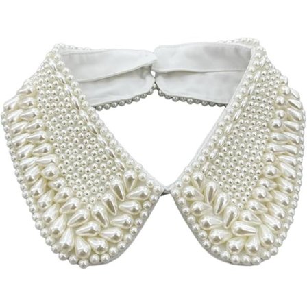Elegant dame falsk krave med perler, aftagelig falsk revers bluse, halv skjorte, fashion statement tilbehør, dame falsk krave