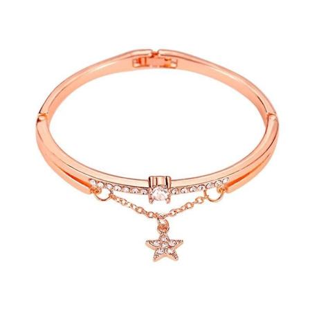 Femuddig stjärnhänge dubbellagers armband roséguld färg söta kvinnor tjej smycken gif