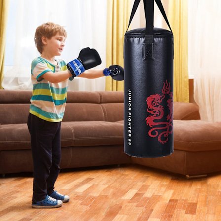 10 kg boxningssäck set med 8oz boxhandskar boxningssäck för barn boxsäck boxningssäck