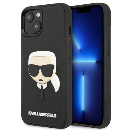 Karl Lagerfeld KLHCP14MKH3DBK iPhone 14 Plus 6.7 "musta / musta kovakotelo 3D kumi Karlin pää