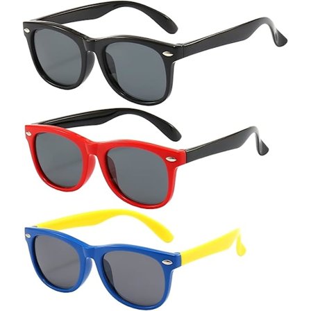 3-pakke solbriller for barn, polariserte solbriller for gutter og jenter