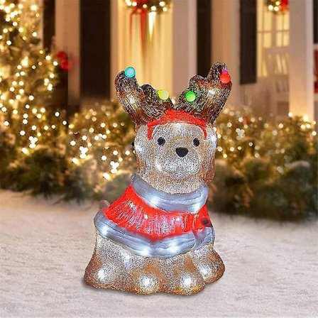 2D Julehund med LED-lys til haven - Dekoration med akrylhavepæl