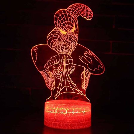 Spiderman 3D LED Illusion Natlampe med 7 Farveskiftende Bordlampe