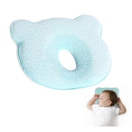 Blå Babykudde, Babykudde Mot Platt Huvud, Ortopedisk Babykudde, Kudde Spädbarn Nyfödd, Babykudde Mot