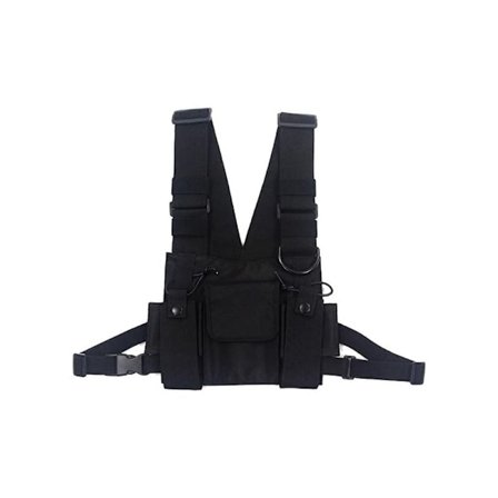 Miesten hip hop -katumuoti rintareppu säädettävä vyötärölaukku liivi musta