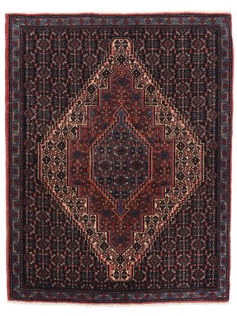Orientalischer Senneh Teppich 75X95 Schwarz/Dunkelrot Wolle, Persien/Iran