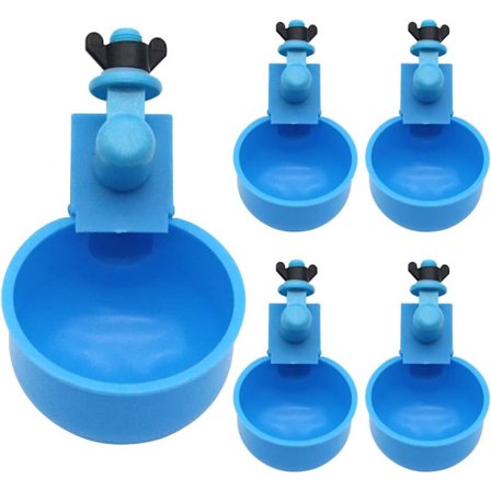 5 stk Automatisk fjærkrekopp Kylling Vann Drikker for Kyllinger Ender Vaktler, Fugler Vann Dispenser, 3/8 Tommers Tråd (Blå)