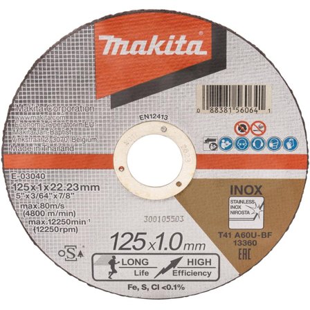 Makita E-03040 Kapskiva 125 x 1,0 x 22,23 mm, Maskintillbehör & förbrukning