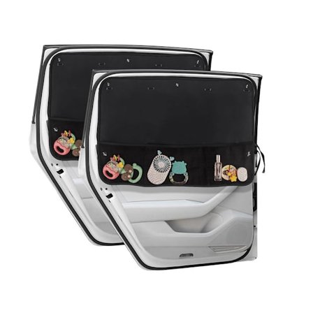 2 stk. mørklægningsgardiner til bilruder for babyers privatliv med opbevaringsnetlommer Bilgardiner 7 sugekopper til varme-/UV-beskyttelse Sol