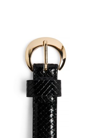 NA-KD Accessories - Belte med rund spenne og slangelook - Belter - Svart - L