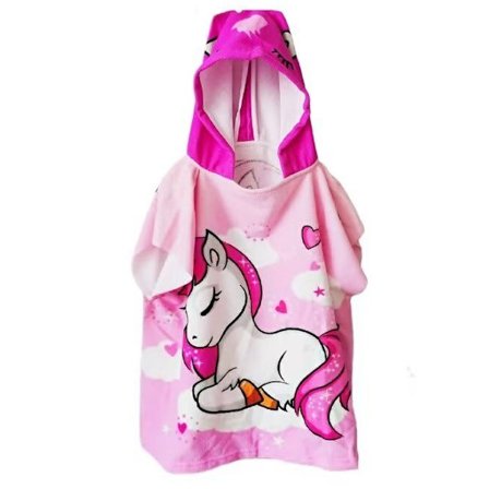 150*70CM Barnbadshandduk för Barn, Barnbadhandduk, Badrock med Huva för Familj, Strand, Pool