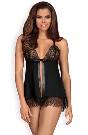 Obsessive Chiccanta Babydoll & Thong Black L/XL - Woome.pl
