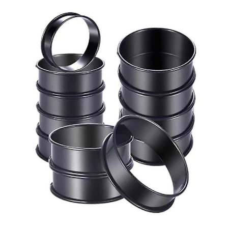 12-pak Crumpet Ringe Non-stick Engelske Muffin Ringe 8 cm - Rustfrit Stål Dobbeltvalsede Tærte R