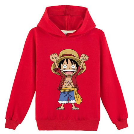 7-14 år Barn Tenåringer Gutter Jenter En-delt Monkey D.luffy Trykt Avslappet Genser Hetter Genser Topper Gaver Rød