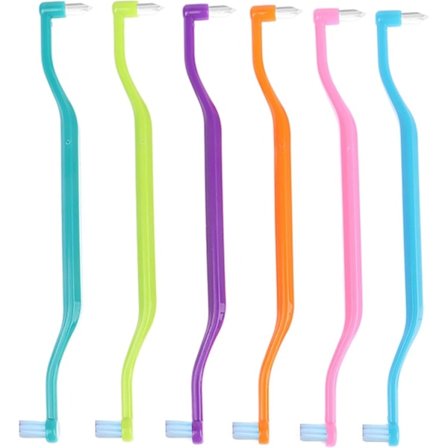 6 stk. Interdentale Børster, 2-i-1 Blød Tandbørste med Interdentale og Visdomstænder Børsterhoveder til Omfattende Mundpleje og Braces