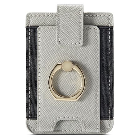 MUXMA Universaali nahkainen korttikotelo, jossa on rengaskahva - Harmaa