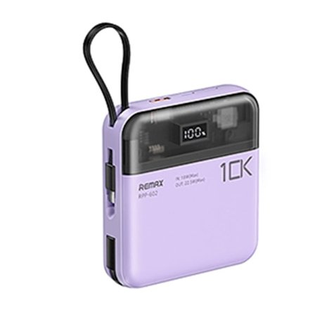 REMAX Powerbank 10000mAh 20W/22.5W RPP-602 Pro Dual kabel Lila