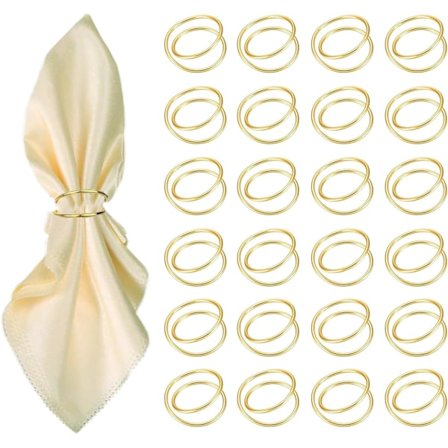 Gull Serviettringer - 24 stk Metall Spiral Serviettringer (Spiral) Serviett Holdere Spenner for Familiemiddag, Bryllup, Fest, Borddekorasjoner
