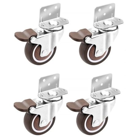 4x hjul - 25 mm, møbelkompatible, små drejelige hjul med bremser, en-WELLNGS