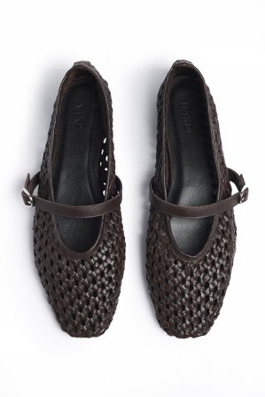 Premium Selection - Ballerinasko i vevd skinn - Lave sko - Brun - EU 37