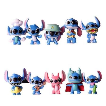 10 st tecknade Lilo och Stitch figurer leksaker set tårtdekoration prydnad för barn leksaker presenter