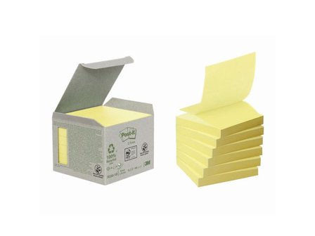 POST-IT Mini Tower-förpackning med återvunna Sticky Z-Notes-notislappar, 76 x 76 mm, gula, 100 ark 6/fp - Lyreco - Kontorsmaterial - Notes och Post-It