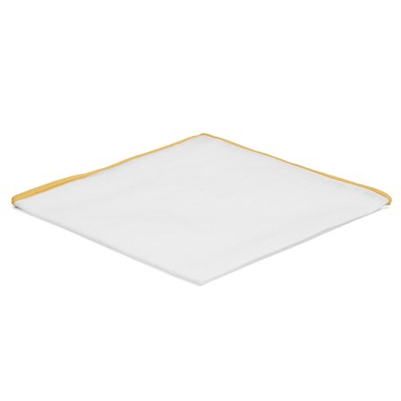 Hvid Lommeklud m. Gule Kanter til mænd - Ensfarvede lommeklude