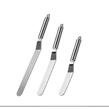 Vinklet konditorispatel, rustfritt stål palettkniv, dekorativ kniv for glasur kake, cupcakes og bakverk -