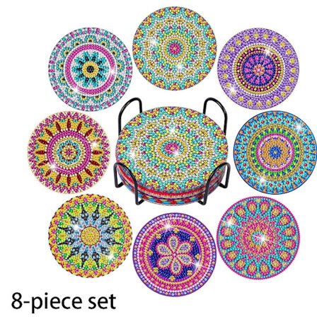 Underlag 8-pak med diamantmaling og stativ, DIY【PL】