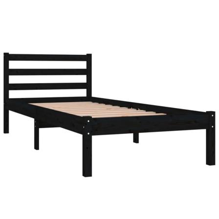 Vidaxl Sängram Massiv Furu 75x190 Cm Svart 2ft6 Svart