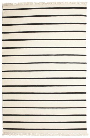 Striped Dhurrie Stripe Rug - White/Black 200X300 Wool