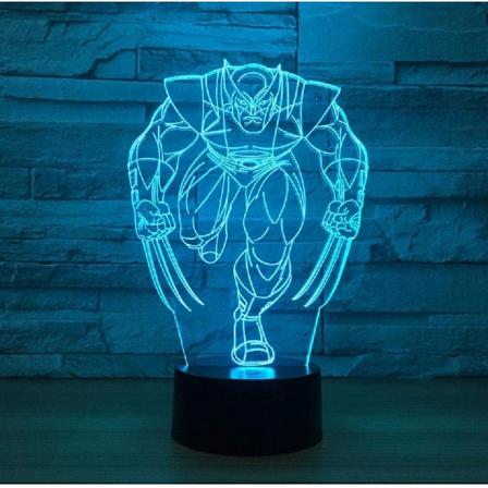 Wolverine 3D LED-lampa med 7 färger, nattlampa för barn, USB-bordlampa, nattlampa, skolgåva