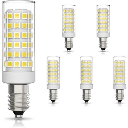 6-pakning E14 LED-pære 9w Halogen-ekvivalent 75w, Kald hvit 6000k Ikke-dimbar 360 strålevinkel For kjøkkenhette Kjøkken Sengelampe (FMY)