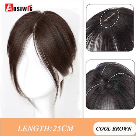 Synteettinen pitkä suora Topper peruukkikiinnike hiustenpidennyksissä Luonnollinen pörröinen pään toppi tekohiuspala Bang Clipilla Musta Ruskea
