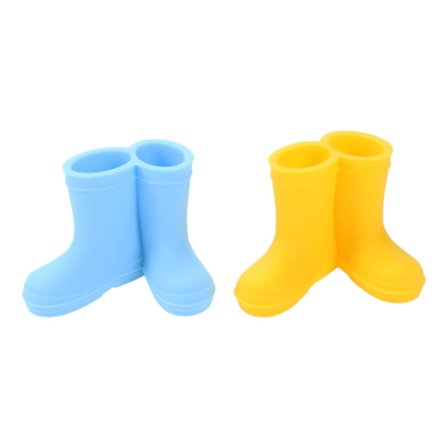 2 stk. tandbørsteholder i silikone, gule gummistøvler