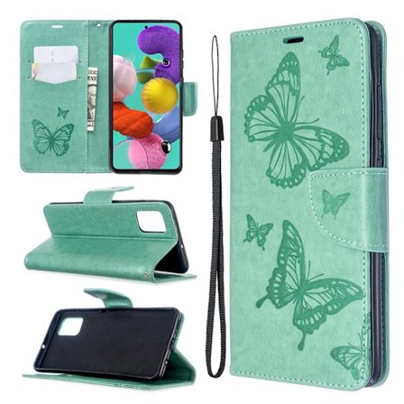 Butterfly läder Samsung Galaxy A51 fodral - Grön