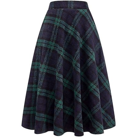 Naisten korkea joustava vyötäröinen maksihame A-linjainen ruudullinen talvinen lämmin levenevä pitkä hame