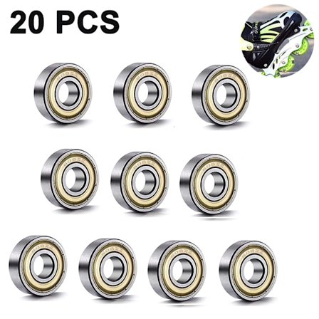 608 ZZ -kuulalaakerit (20 kpl), 608ZZ Metalliset kaksinkertaisesti suojatut pienet syväuraiset rullalautailukuulalaakerit