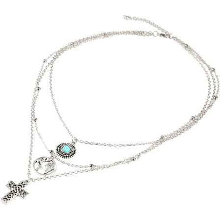 Elegant Lagdelt Choker Halskæde Personlighed Turkis Kort Lag Halskæde Halskæde Lag Halskæde Kostume Smykker Til Kvinder I