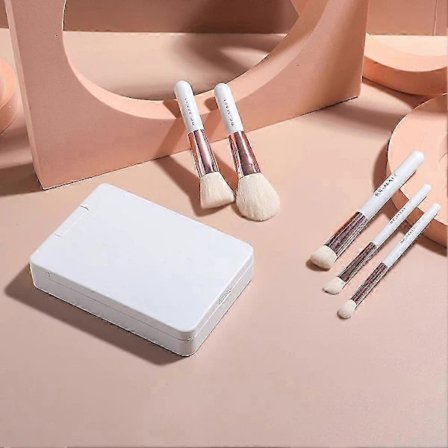 Rejsesminkebørstesæt med belyst spejl, letvægts ansigtsværktøj til ansigtsmakeup Lilla Sort