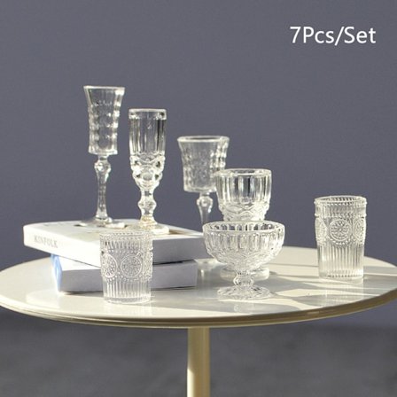 7st 1:6 Dockhus Miniatyrvattenkopp Vinglas Champagne Gla