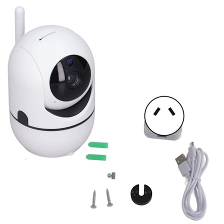 Babyalarm 360 Graders Panorering Tilt 1080P HD Nattesyn WiFi Kamera Hvid 100-240V AU Stik