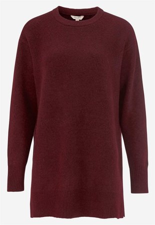 Cellbes of Sweden - Strikket tunika med slidser i vinrødmeleret til damer i størrelse 34/36