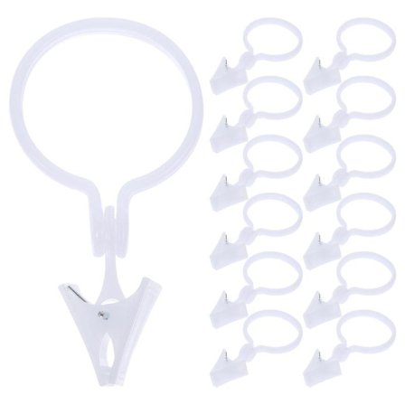 80 stk. gardinringe med klemmer Gardinklemmer Gardinophængsklemmer Draperiklemmer med ringe Hvid