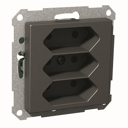 Schneider Electric Exxact Stikkontakt 3-veis, 2,5 A Antrasitt, Strømbrytere & vegguttak