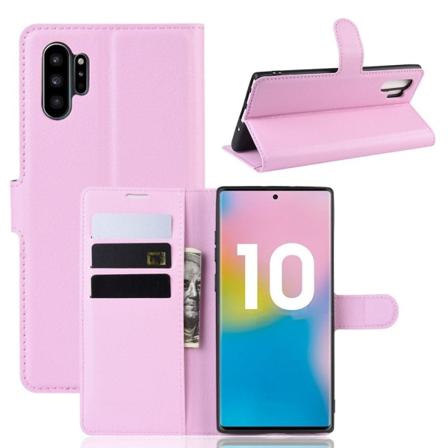 Samsung Galaxy Note 10 Plus - Litchi Plånboksfodral - Ljus Rosa Lightpink Ljus Rosa