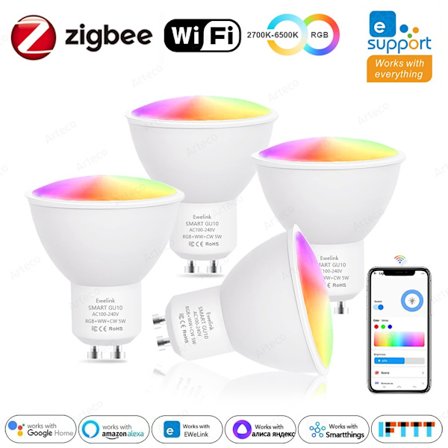 Ewelink GU10 Zigbee LED-pærer WiFi Smart LED-lampe RGB CW WW Ewelink App Control LED-pære fungerer med Alexa Google Yandex