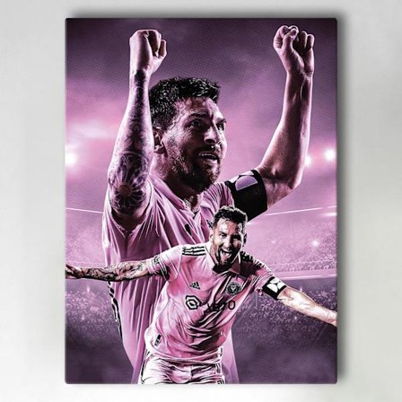 Lærredsbillede / Lærredstryk - Messi - Inter Miami - 40x30 cm - Lærred